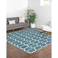 thumbnail image 4 of Unique Loom Matrix Trellis Collection Area Rug - Tile (7' Square Blue/Ivory), 4 of 10