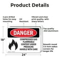 thumbnail image 2 of (2 Pack) Compressed Gas Flammable Content OSHA Danger Sign 24 Inch X 18 Inch Indoor / Outdoor Rust-Free Aluminum Metal Signs for Workplace, Workshop, and Construction Site, Made in the, 2 of 8
