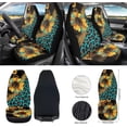 thumbnail image 2 of Yuyamidu Sunflower Car Seat Cover Full Set 12pcs Leopard Print Front Seat Cover Steering Wheel Cover Seatbelt Pads Armrest Cover Trash Can Air Vent Holder Rearview Mirror Cover Coasters Keychain, 2 of 7