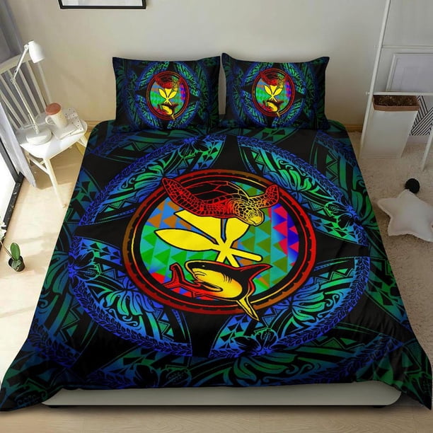 Juego de cama polinesio - Hawaii (Kanaka Maoli) Juego de funda nórdica - Colorido