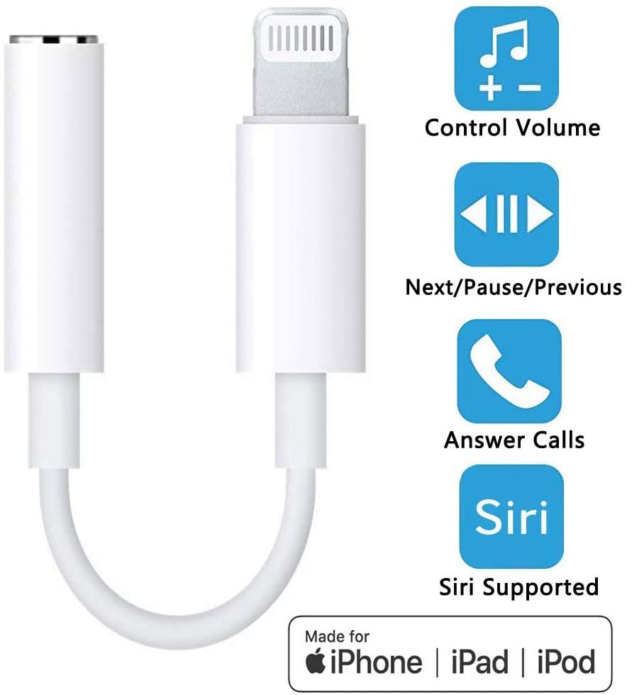 Headphone Adapter for iPhone to 3.5mm Headset Cable Jack Aux Audio Dongle Adaptor Converter Accessories Compatible with iPhone 11//11 Pro//XS MAX//XR//X//XS//8//8Plus//7//7Plus Support All iOS System 2 Pack