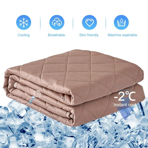 EVOLIVE Elastane Diamond Quilted All Season Light Weight Single Reversible Cooling Quilt/Comforter (Taupe, Twin)