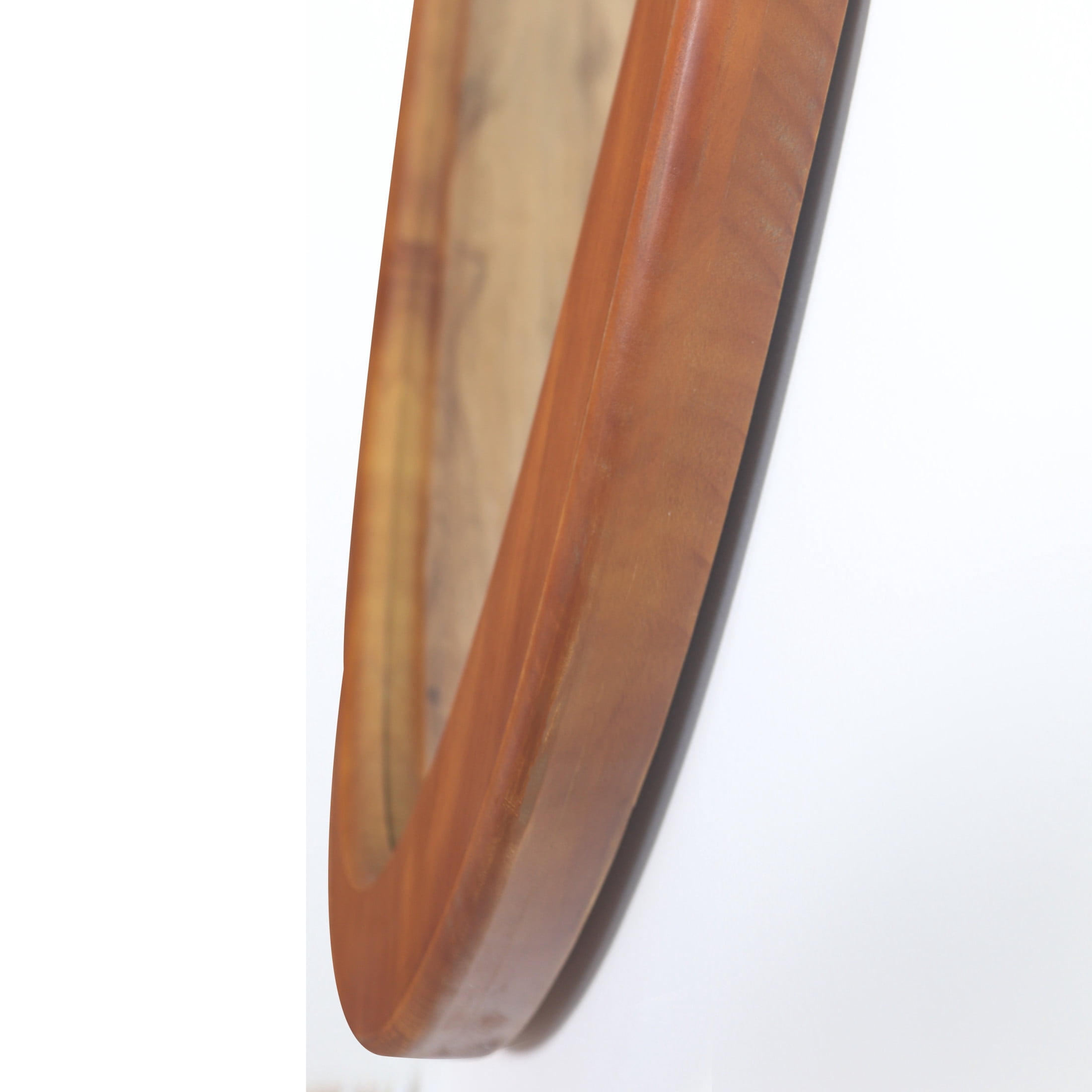 Noble House 45" Asymmetrical Wall Mirror, Solid Wood Frame, Glass Mid-Century Accent, Bathroom, Hallway, Walnut