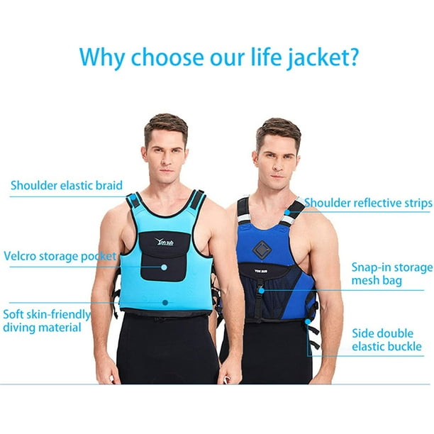 Yeashow Life Vest Adults Kayak Surf Vest Jet Ski Motorboats Raft Rescue Boat Wakeboard Fishing Vest Swimming Drifting Life Jacket Rescue Gray Small