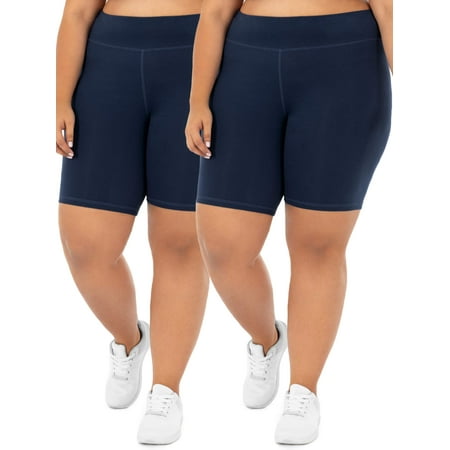 Athletic Works Women's Plus Size Active 2-Pack Bike Shorts