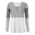 thumbnail image 3 of STETMN Women's Ribbed Knit Tight Sweater Casual Button Ruched Tops Slim Fit Color Block Shirts, 3 of 4