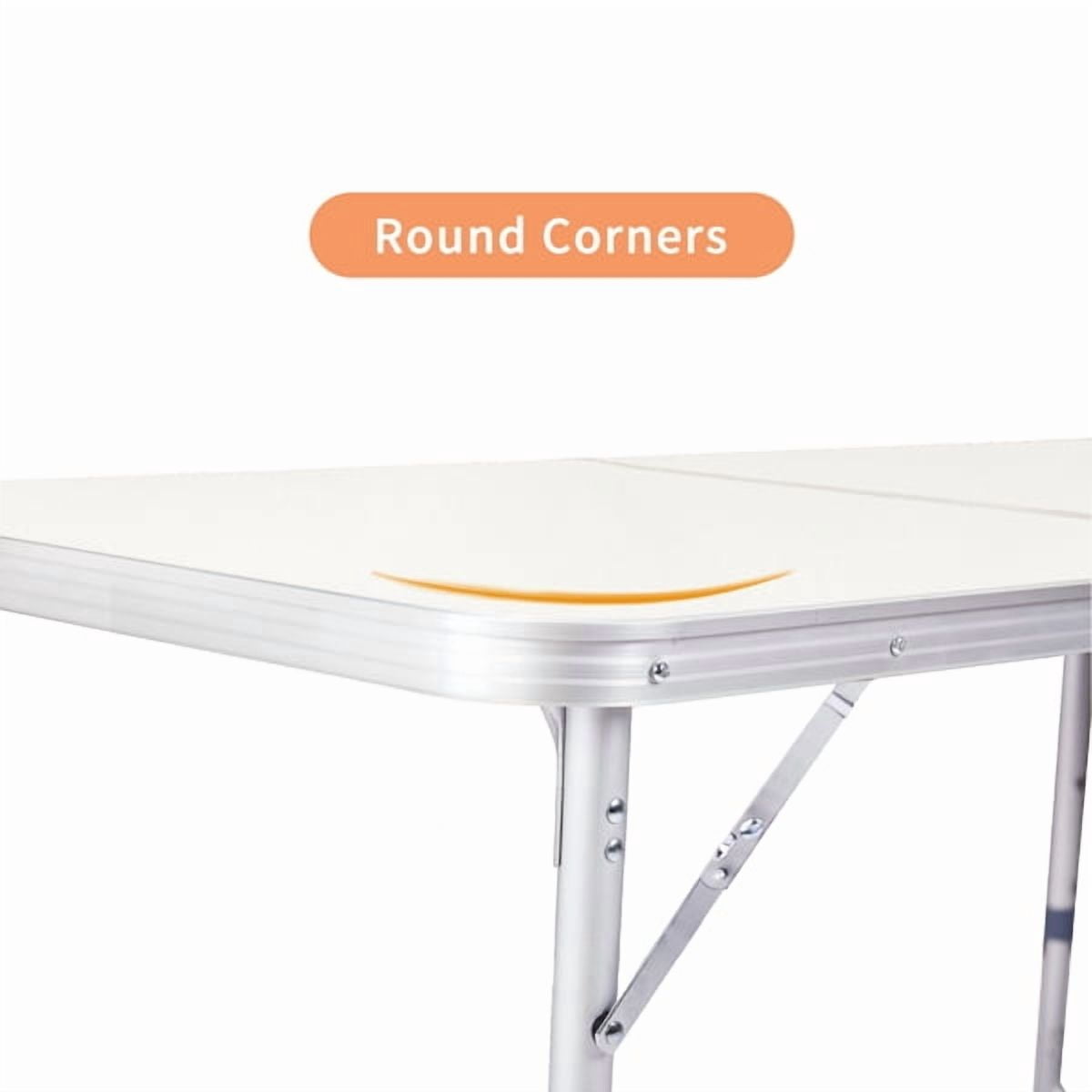 Alvantor 3 ft White Folding Camping Table with Carry Handle
