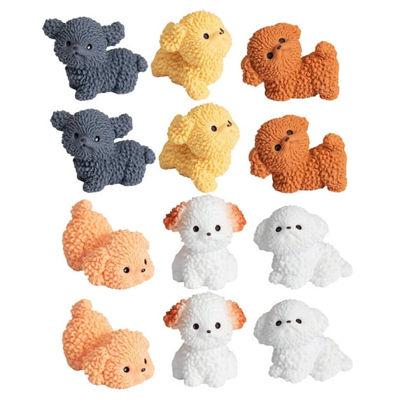 Hemoton 12pcs Miniature Resin Dogs Mini Puppy  Animal Figures Cake Toppers Micro Landscape Ornament for Home Office Desk Garden Decor
