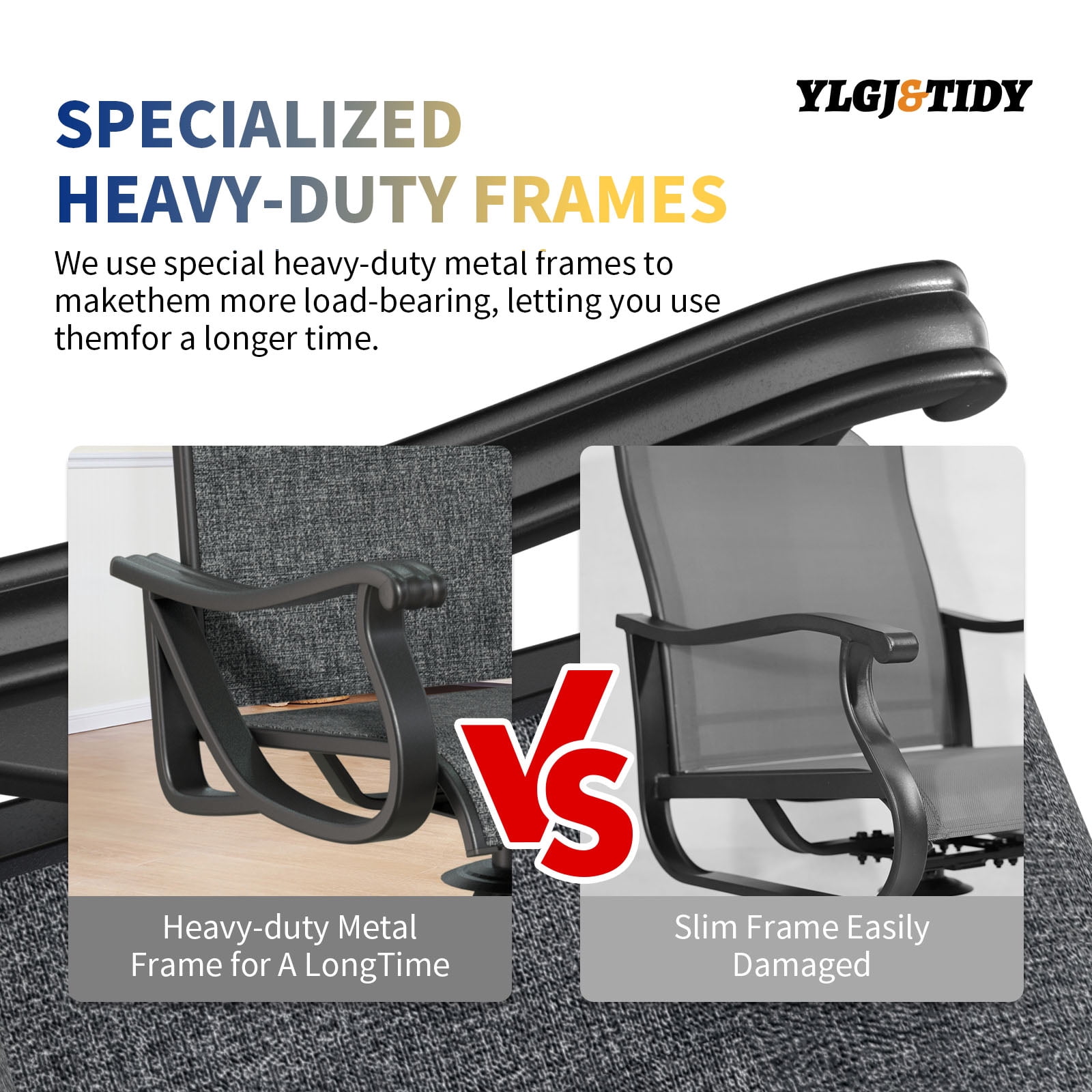 YLGJ Patio Swivel Chairs Set of 2, Outdoor Dining Chairs with Textilene High Back, All-Weather Rocker Chairs for Lawn and Porch, Gray