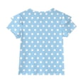 thumbnail image 4 of Dwellite Girls' V-Neck T-Shirts 3-13 Years Short Sleeve Cute Summer Tee Shirts Baggy Plain Soft Tops Light Blue 120, 4 of 6