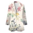 thumbnail image 2 of Sacos y Chaquetas de traje Abrigo de traje de manga larga con cuello estampado de flores y ajuste versátil estilo informal de otoño e invierno para mujer,blazer moda（Rosa， XXXL), 2 of 5