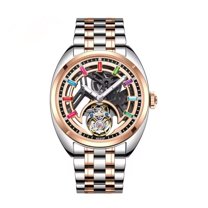 AESOP Flying Tourbillon Skeleton Mechanical Hand Wind Wrist Watch Men Sapphire Crystal Diamond Business Double-sided Hollow Waterproof Clock Man Luminous Steel Leather Wristwatch