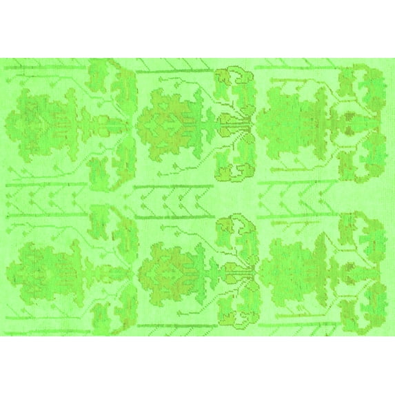 Ahgly Company Indoor Rectangle Abstract Green Modern Area Rugs, 2' x 5'