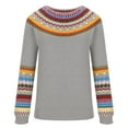 thumbnail image 4 of Odbmxy Womens Sweater Pullover Long Sleeve Womens Sweaters Fall Striped Yellow Relaxed Fit Knit Comfy Sweaters, 4 of 6