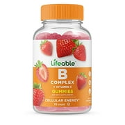 Lifeable Vitamin B Complex with Vitamin C - Great Tasting Natural Flavor Gummy Supplement - with Niacin, B6, Folic Acid, B12, Biotin & Pantothenic Acid - Energy and Nerve System Support
