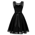 thumbnail image 4 of kamemir Dresses Homecoming Dress for Teens Wedding Guest Sleeveless Lace Formal Dresses(Black,L), 4 of 5