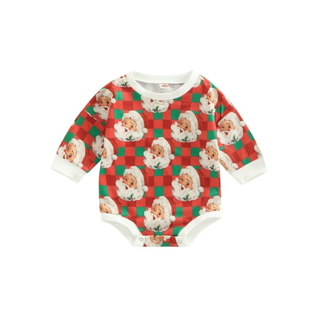 

Newborn Baby Boy Girl Christmas Clothes Long Sleeve Crewneck Sweatshirt Romper Oversized Bodysuit Tops Outfits