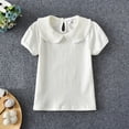thumbnail image 2 of Girls Tshirts Lace Short Sleeve T Shirt Summer Baby Girl Clothes Solid Color cute Top White 4-5 Years, 2 of 4