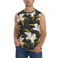 thumbnail image 3 of Uemuo Lilies Flowers Pattern Men's Sleeveless T-Shirt,Muscle Athletic Tank Top, Moisture-wicking Quick-dry Breathable Classic Tee Top for Gym Run Outdoor Sports-Medium, 3 of 8