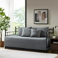 thumbnail image 5 of Izzovium 6-Piece Grey Reversible Plaid Daybed Cover Set, Twin Size with 15-inch Drop Bedskirt and Pillows, 5 of 21