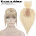 thumbnail image 3 of Benehair 100% Real Remy Human Hair Extensions Clip In Hairpiece Topper with Bang Toupee Women Hair Loss Silk Base Seamless 6"-18" Blonde Hair, 3 of 9