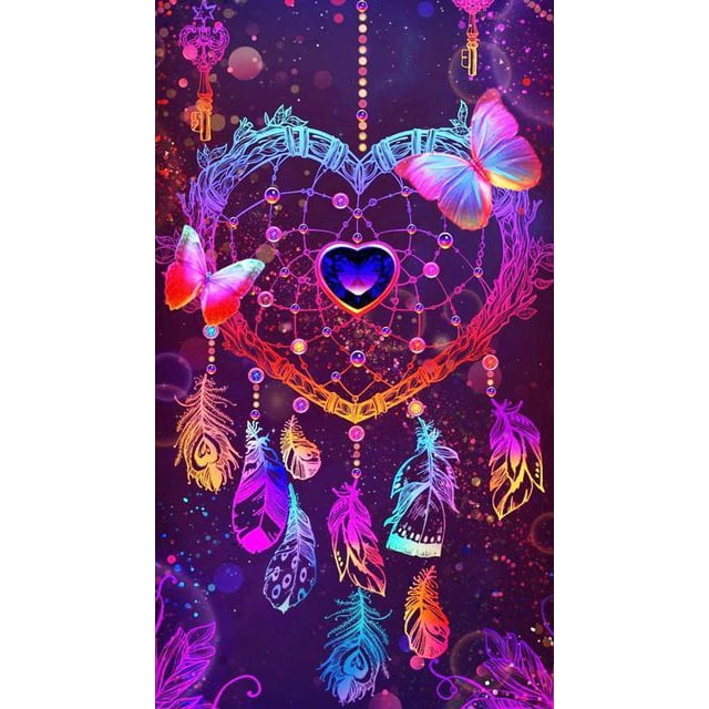 Full Square Round Drill 5D Diy Diamond Painting Indian Dream Feather 3D Embroidery Cross Stitch 5D70x90square Gao Jinjia LED