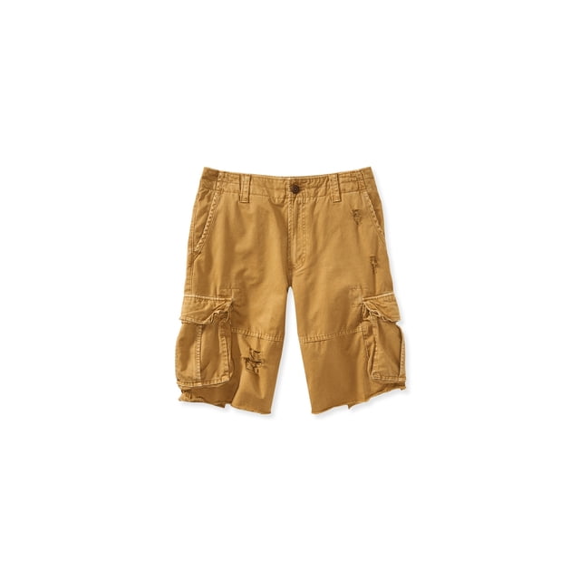 Aeropostale - Pantalones cortos de carga informales de longitud más larga para hombre, marrón, 28 Aeropostale Carga