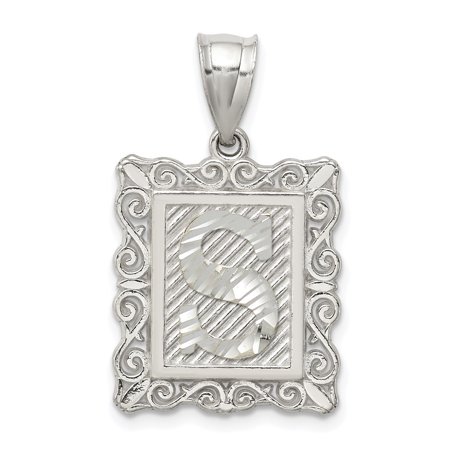 Diamond2Deal 925 Sterling Silver Square Letter S Initial Pendant for Women (L- 1.19 in, W-0.71 in)
