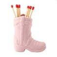 thumbnail image 1 of DEBGFS Ceramic Cowboy Boot Match Holder For Bathroom Kitchen Storage  Decorative Farmhouse Fireplace Decor,pink, 1 of 14