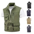 thumbnail image 5 of WREESH Fashion Vest Men'S Work Clothes Jacket Solid Color Stand Collar Multiple Pockets Outdoor Sports Photography Leisure Coat Gray, 5 of 5