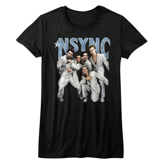 NSYNC Strike A Pose Black Junior Women's T-Shirt
