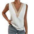 thumbnail image 1 of Camiseta Sin Mangas Para Mujer Camisetas Sin Mangas Moda Casual Color Sólido Cuello en V Encaje Costura Chaleco Y Tops Odeerbi  ODB168900, 1 of 9