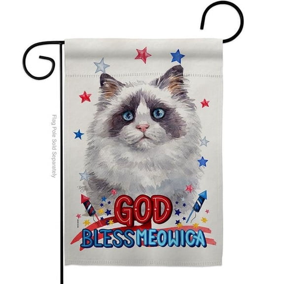 Breeze Decor G120175-BO Patriotic Blue Bicolor Ragdoll Animals Cat 13 x 18.5 in. Double-Sided Decorative Vertical Garden Flags for House Decoration Banner Yard Gift