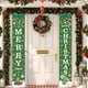 thumbnail image 4 of Cortina de puerta de pareado navideño - Cubierta de puerta de poliéster en pack de 2 con agujeros colgantes, decoración navideña roja y verde de 30x180 cm para festividades y fiestas de primavera, 4 of 6
