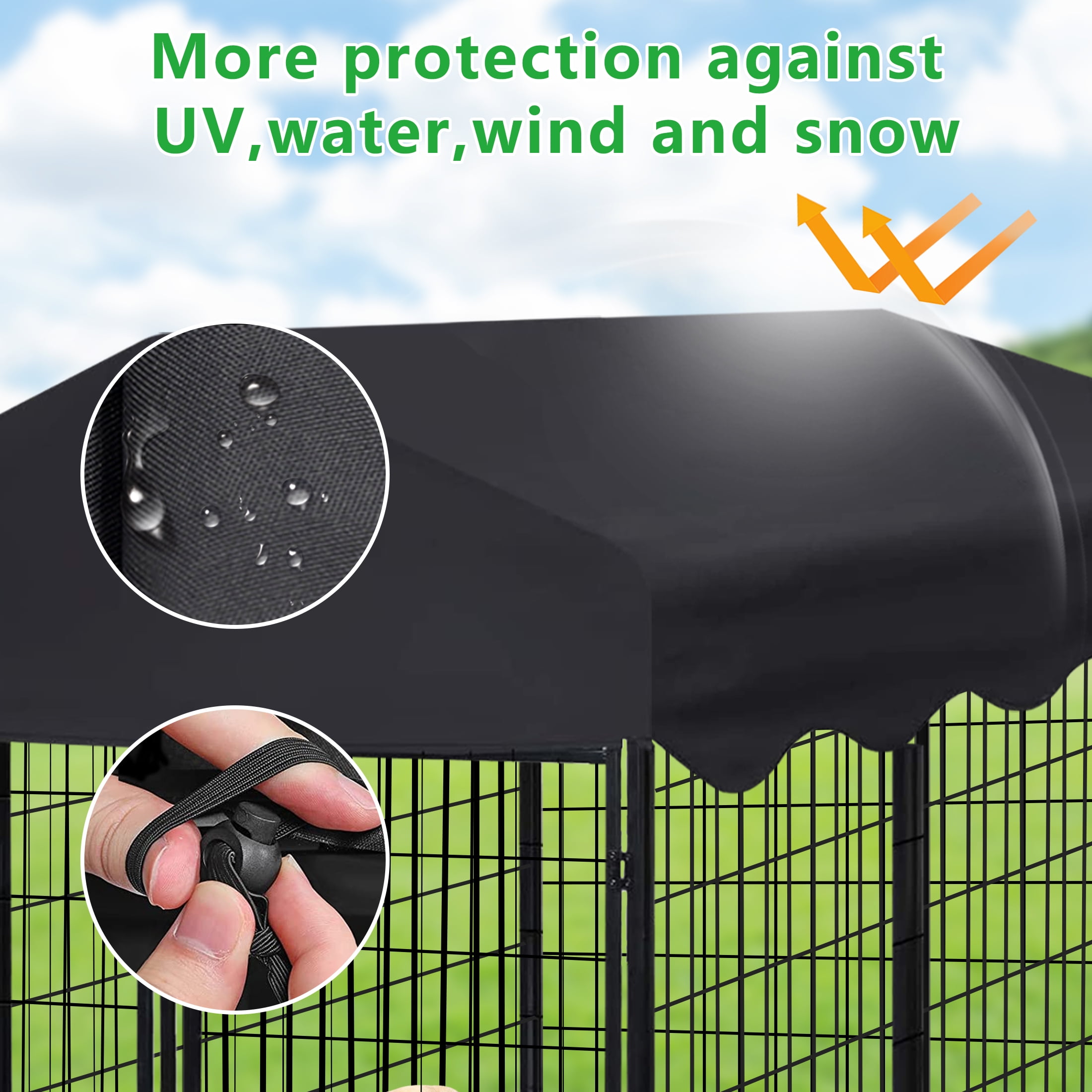 Dog Kennel Outdoor, Large Outdoor Dog Kennel with Cover Outdoor Pet Kennel with 6.2ft x 4.2ft x 4.5ft Dog Run for Outdoor