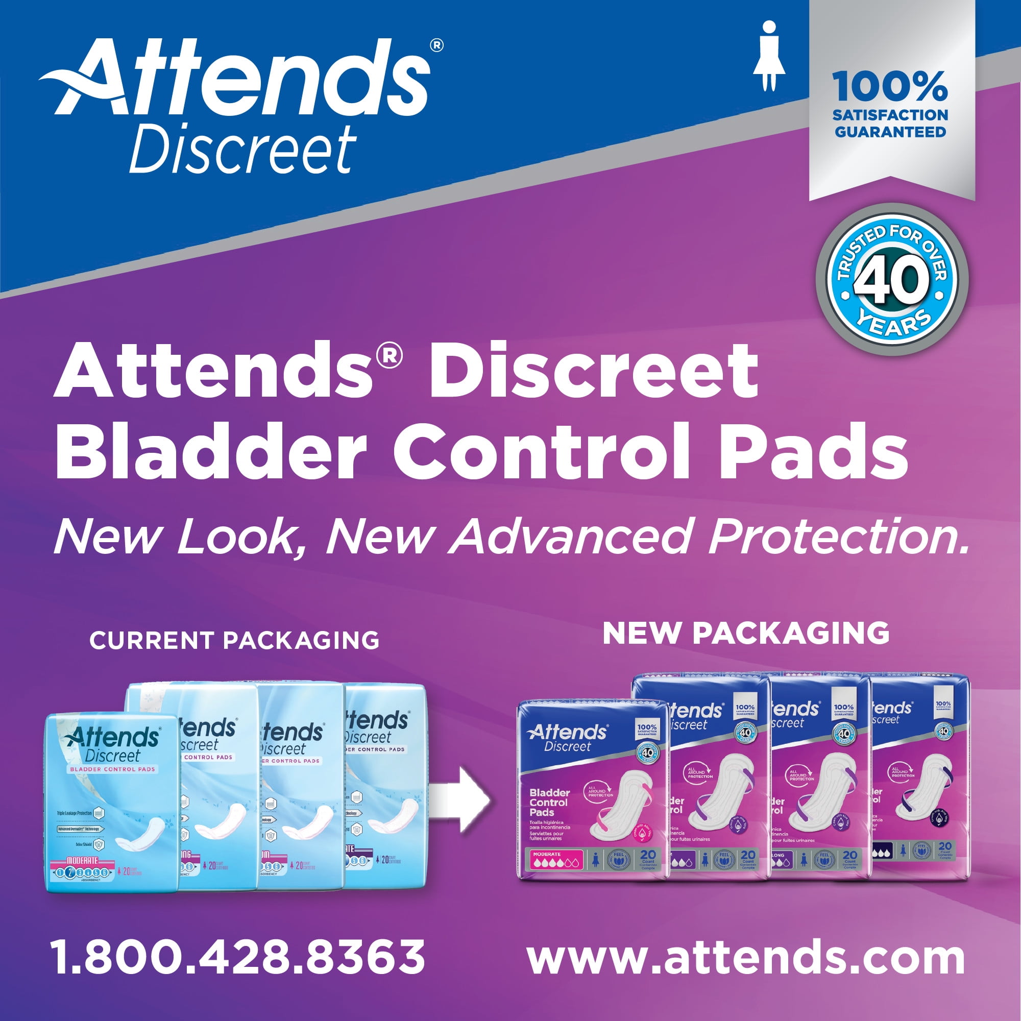 Attends Discreet Women's Ultimate Pads, Case of 200