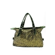 Pre-owned|Big Buddha Womens Sequin Adjustable Double Handle Handbag Green Gold