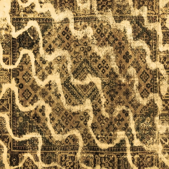 Ahgly Company Indoor Square Abstract Brown Modern Area Rugs, 5' Square