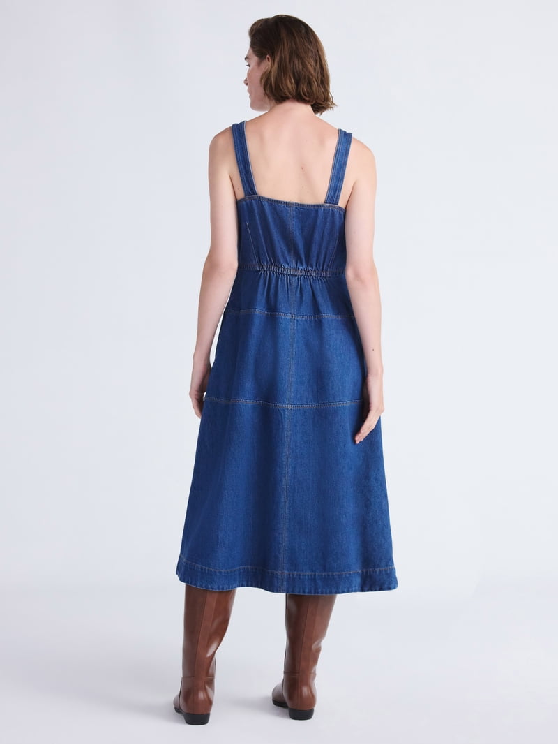 denim square neck midi dress in benton wash brazilianamericangirl on LTK