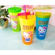 Sanrio Hello Kitty Garden Doodle Color-Changing Plastic Tumbler Cups | Set of 4