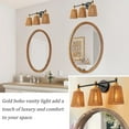 thumbnail image 6 of Bathroom Light Fixtures,  3 Light Bathroom Vanity Light Over Mirror with Rattan Woven Wicker Lampshade Rustic Wall Sconce Lighting for Bedroom Kitchen Hallway, 6 of 7