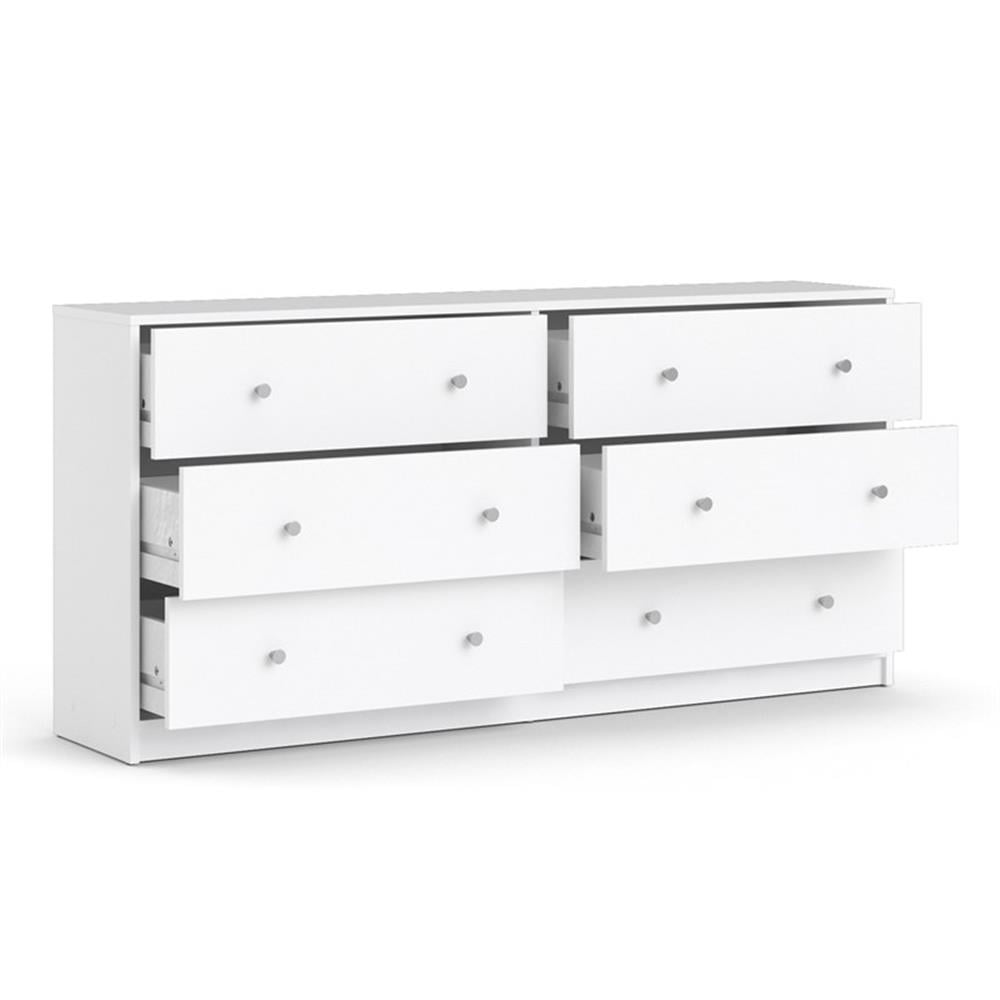 Pemberly Row 3 Piece Modern Wood Dresser and Nightstand Bedroom Set in White