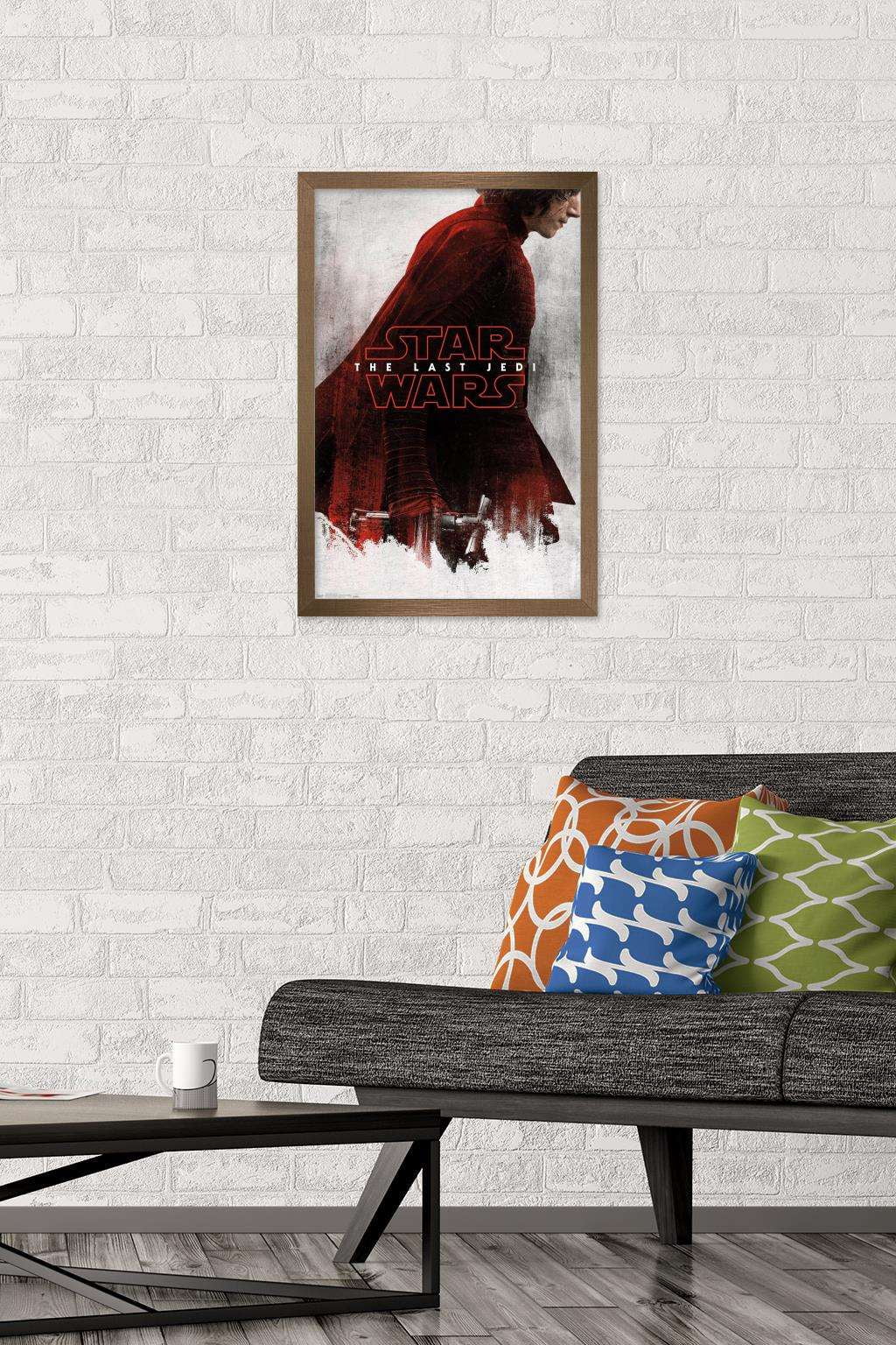 Star Wars: The Last Jedi - Red Kylo Wall Poster, 14.725" x 22.375", Framed