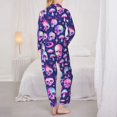 thumbnail image 3 of Pajama Sets for Women 2 Pcs, Skull rainbow color Button Down Long Sleeve Sleepwear Lounge PJ Sets, 3 of 6