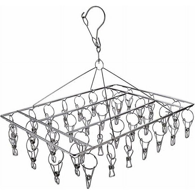 Tendedero colgante con 40 clips resistentes al viento de acero inoxidable para calcetines/ropa interior/toallas