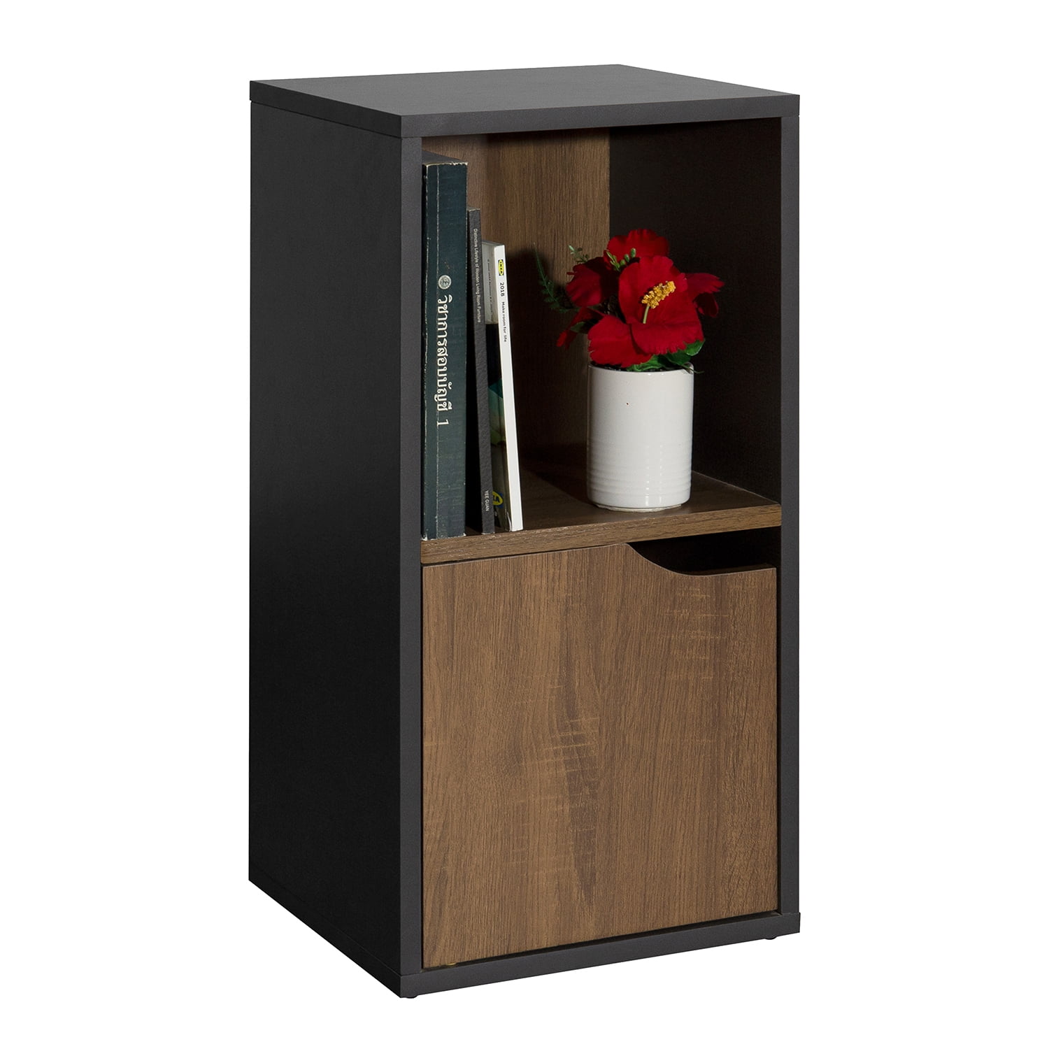 Kepooman 2 Tiers Bookcase Tall Book Shelves, Storage Shelves Organization Furniture for Living Room and Home, Walnut Color