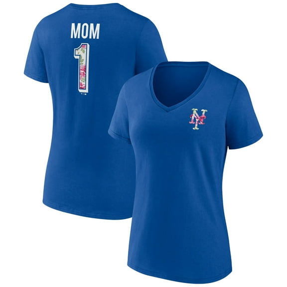 Women's Royal New York Mets Team Logo Mother's Day V-Neck T-Shirt
