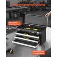 thumbnail image 4 of VEVOR Metal Tool Box, 20.5-inch, Portable Metal Tool Box with 3 Drawers, Small Tool Chest with EVA Liners, Ball Bearing Slide Drawers Locking & Powder Coated Finish, Multi-Function Tool Organizer, 4 of 9