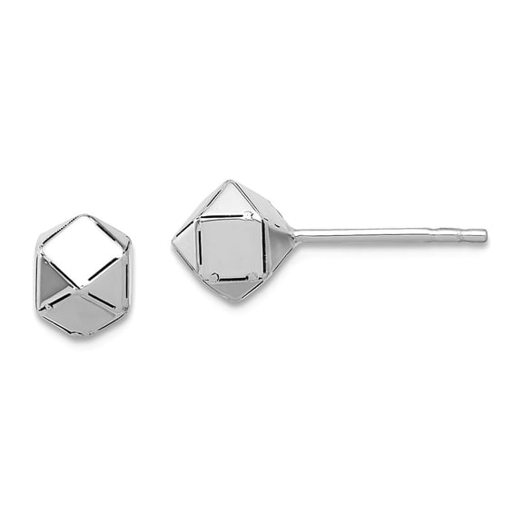 10k White Gold Polished Geometric Ball Post Earrings 5.6x5.6mm Wide Ball Earring for Women
