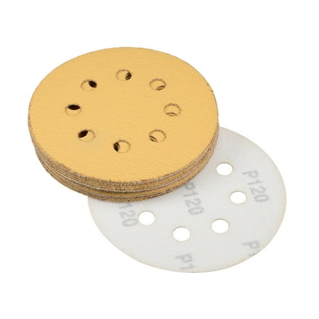 5-inch Sanding Discs, 120-Grits 8-Holes Hook and Loop Wet Dry Sandpaper Sander Sand Paper for Orbital Sander (Best 5 Inch Orbital Sander)